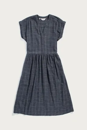 Ira Dress / Slate Textured Windowpane