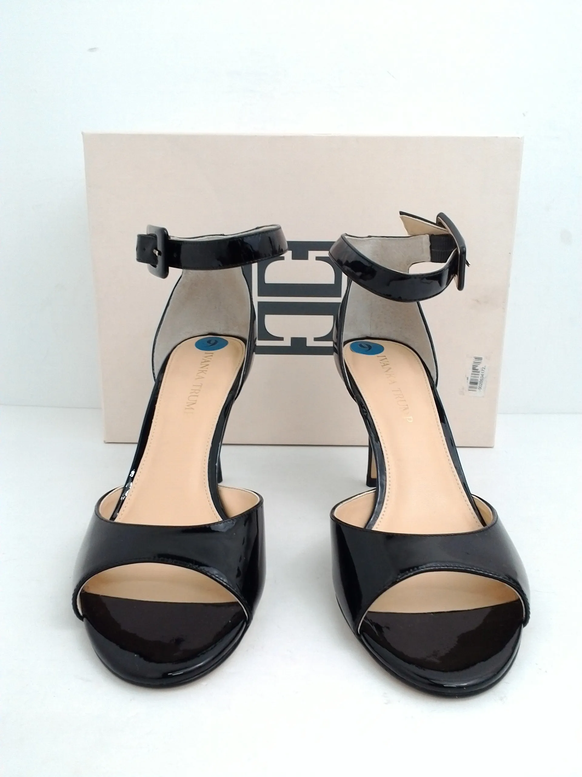 Ivanka Trump Women's Gladly Black Patent Heeled Sandal Size 9 M