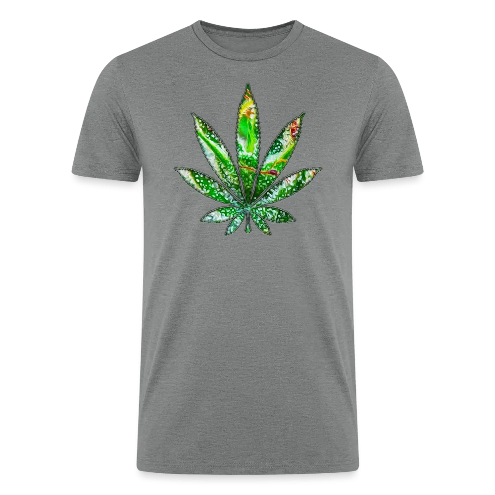 Kaleidoscope Green Leaf: Organic Tri-Blend Multicolor Cannabis Tee