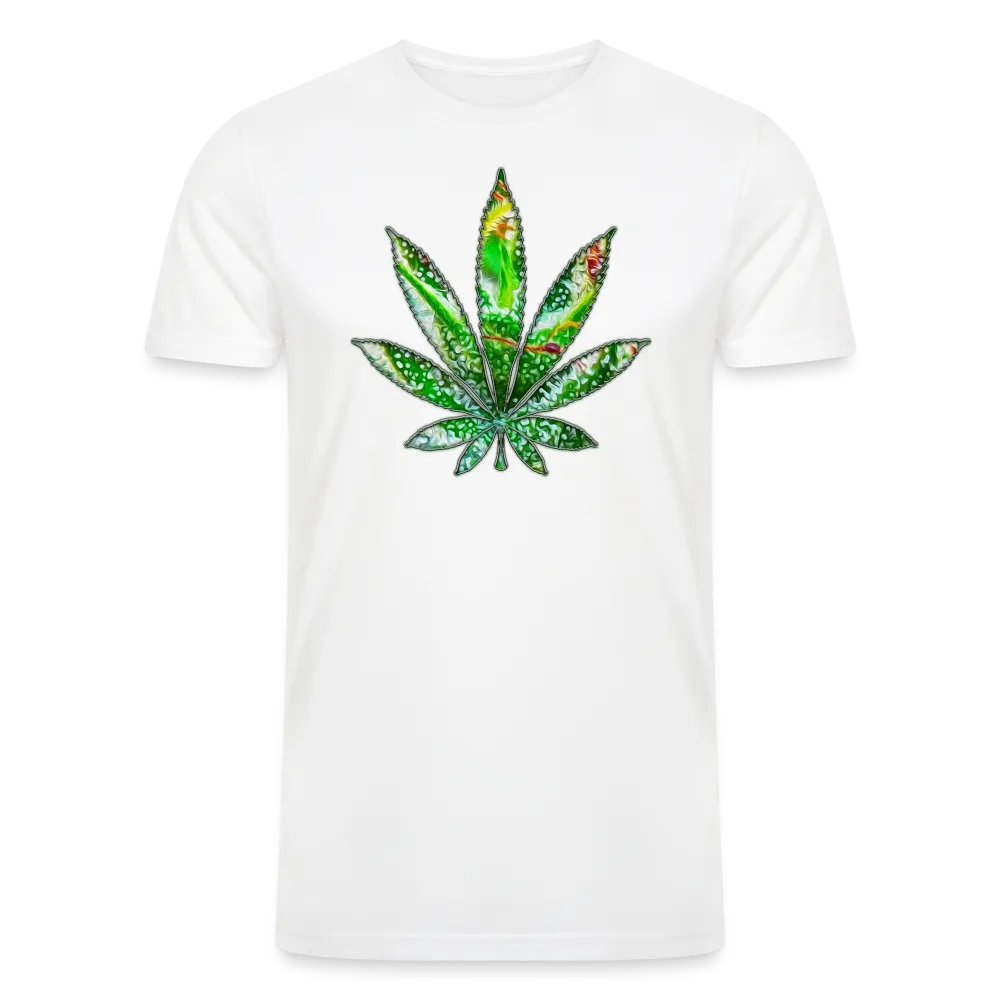 Kaleidoscope Green Leaf: Organic Tri-Blend Multicolor Cannabis Tee