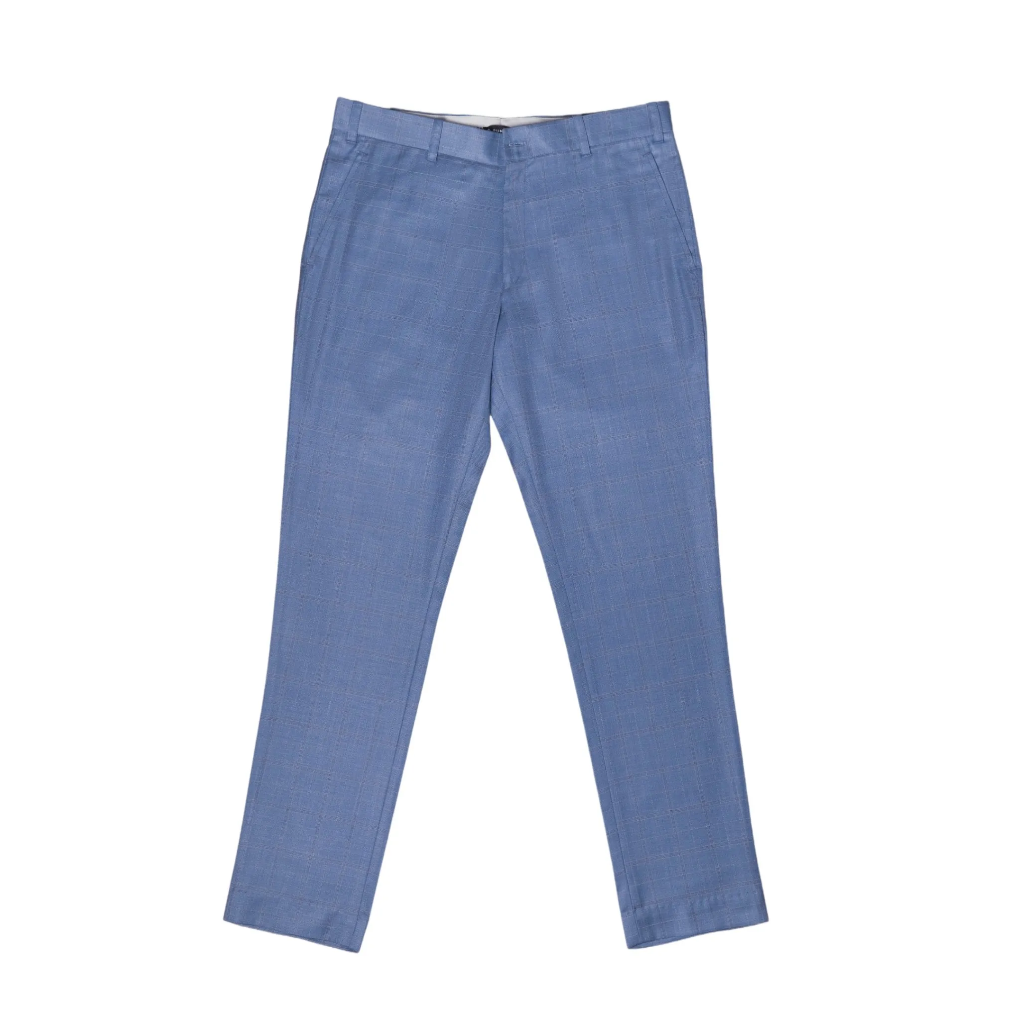 Light Blue color check blend cotton pant for men