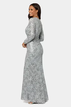 Long Sleeve Sequin Lace Gown