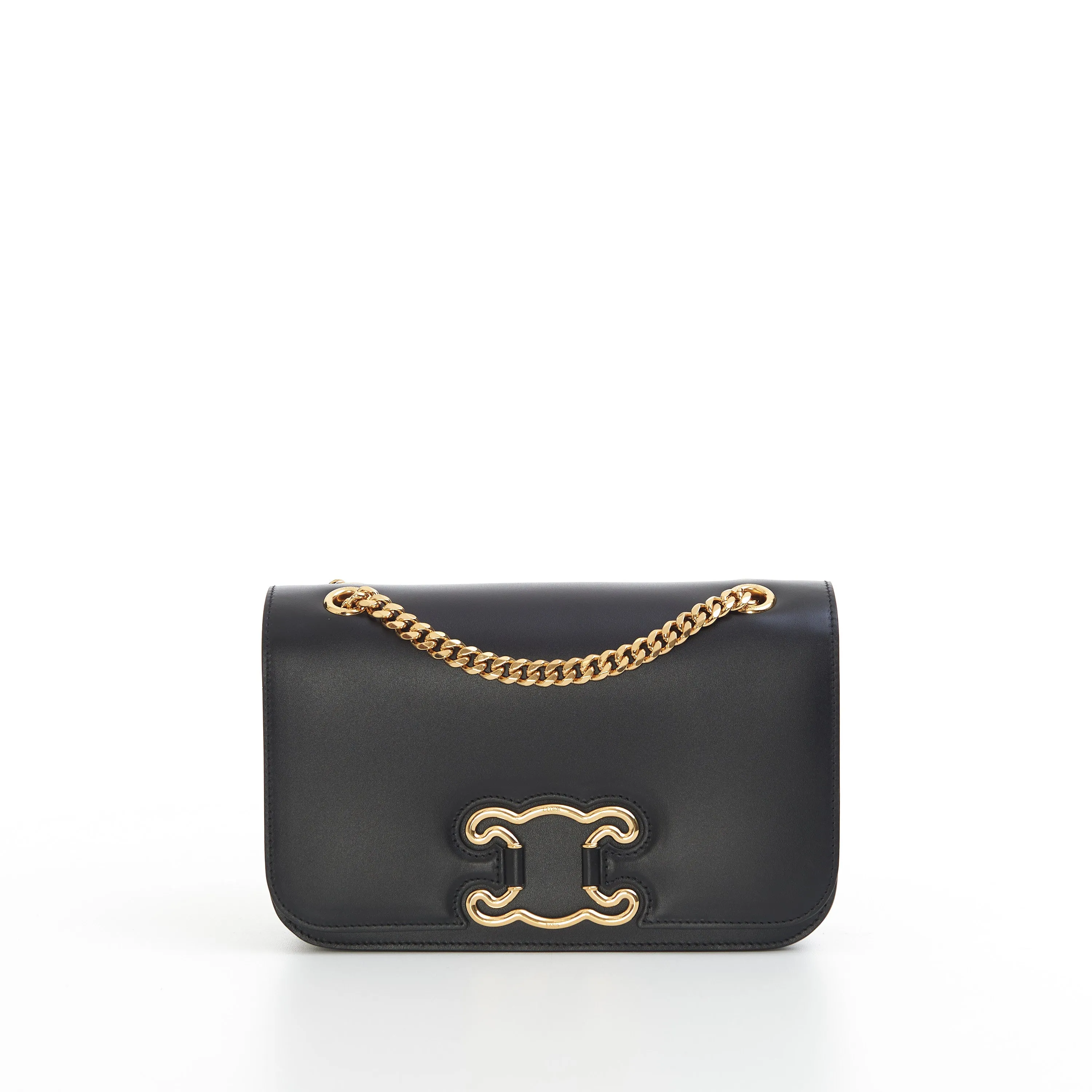 Medium Bag Triomphe Frame In Black Shiny Calfskin