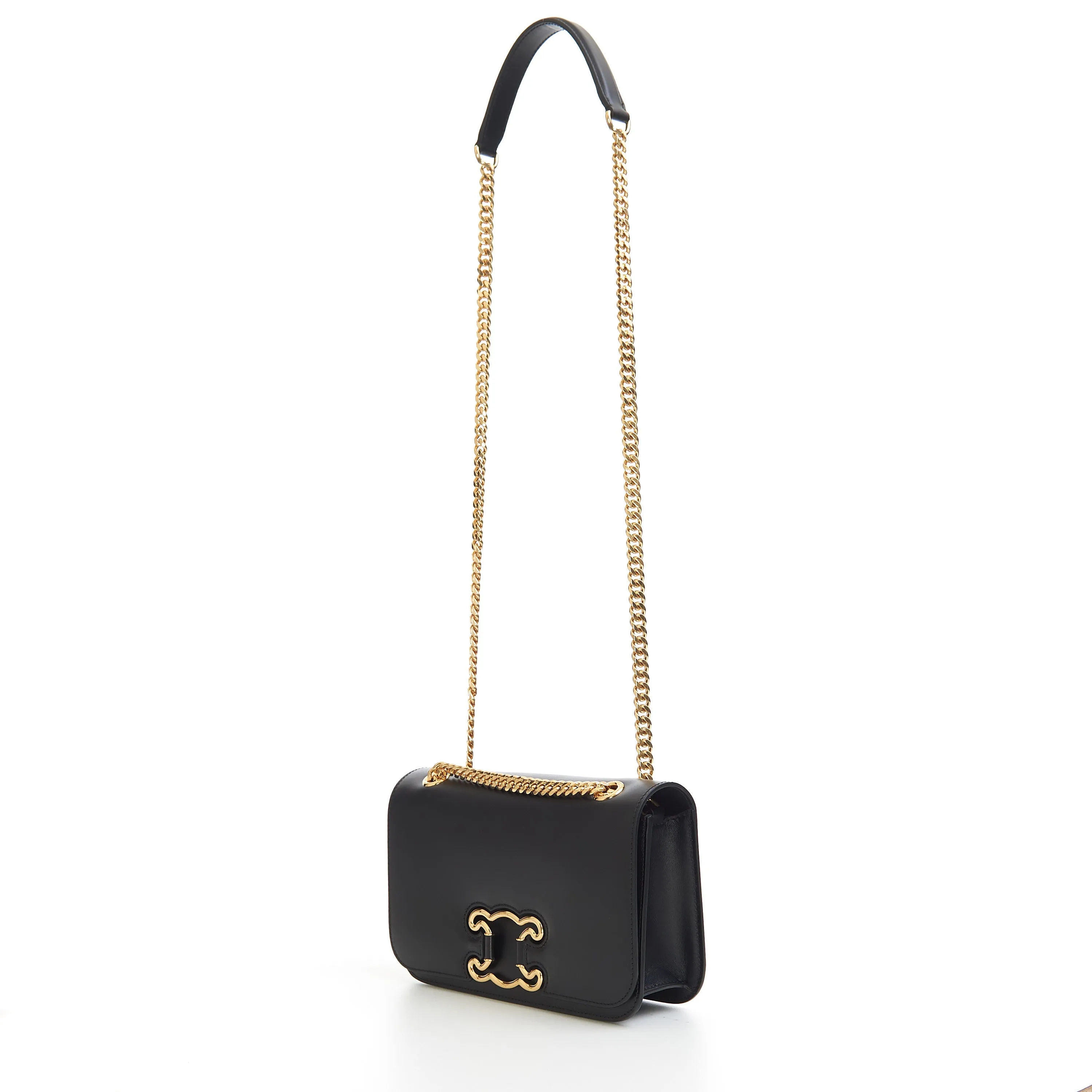 Medium Bag Triomphe Frame In Black Shiny Calfskin