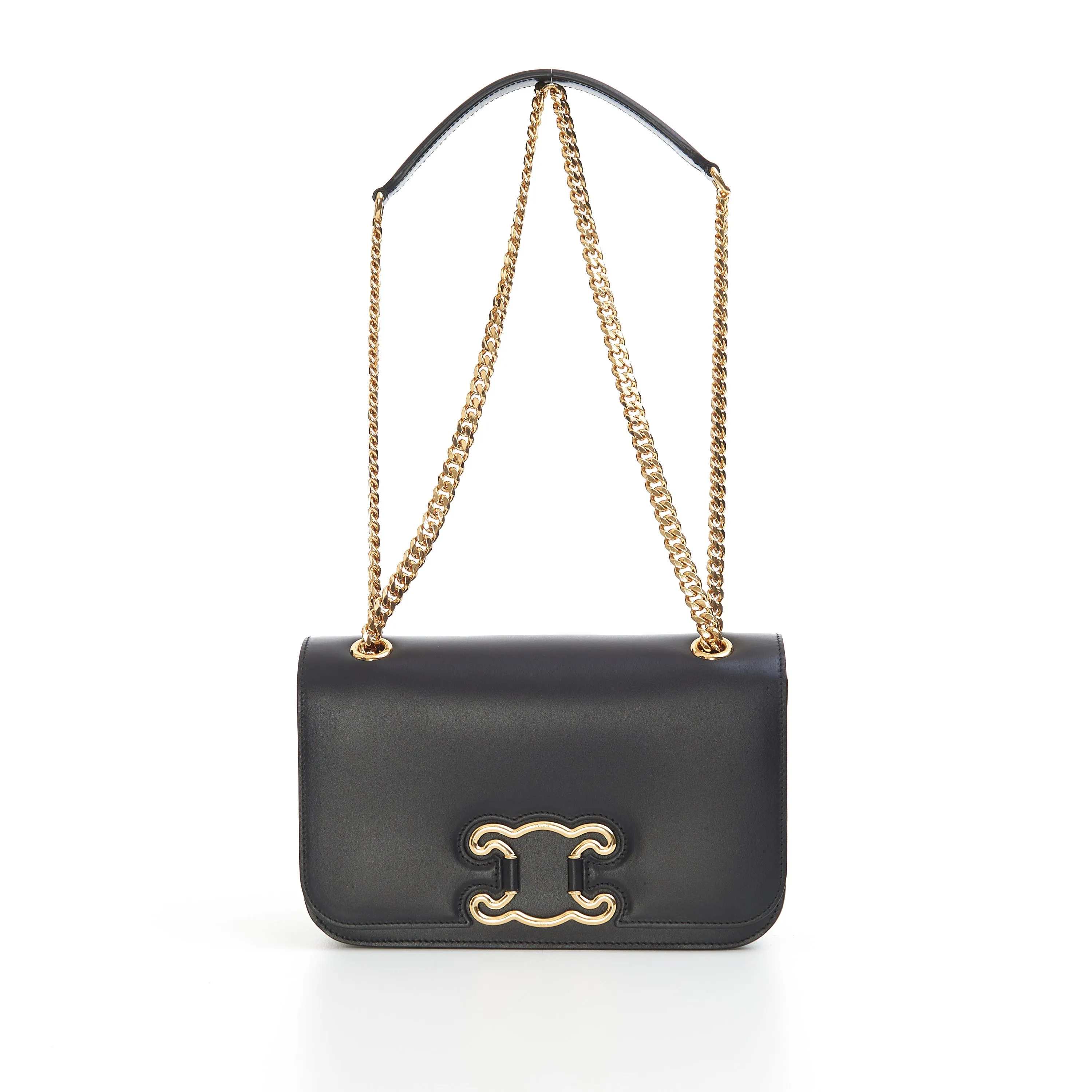 Medium Bag Triomphe Frame In Black Shiny Calfskin