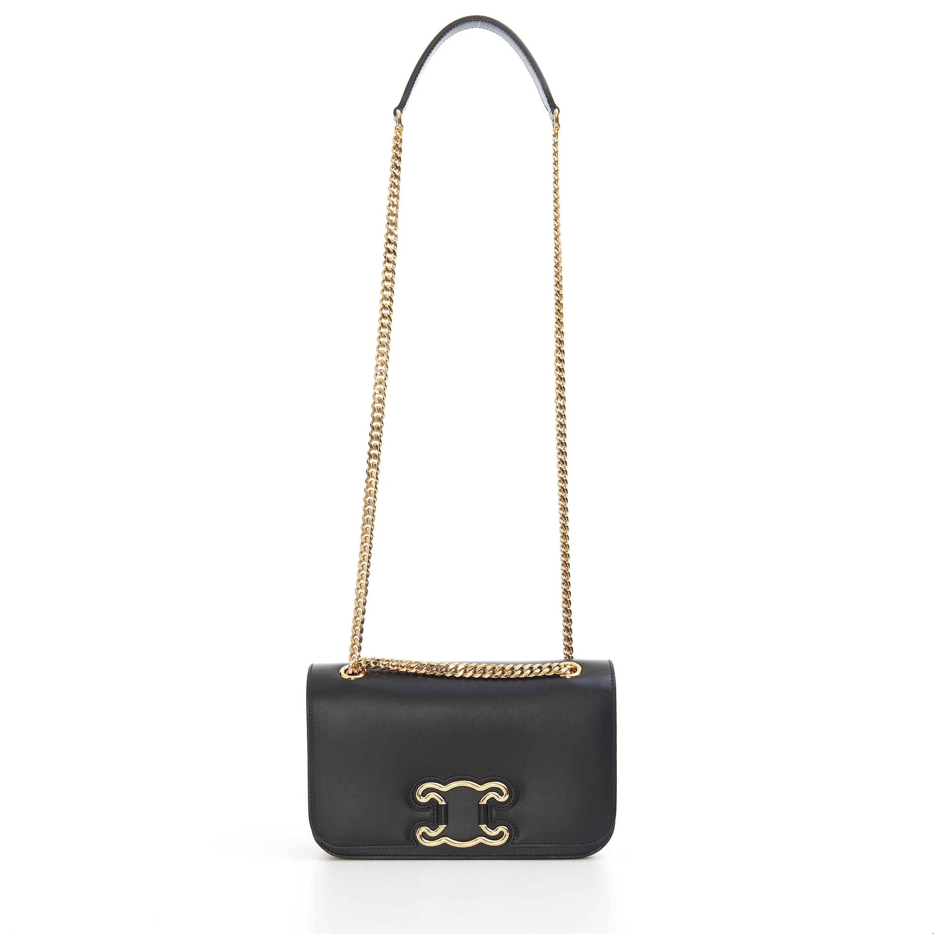 Medium Bag Triomphe Frame In Black Shiny Calfskin