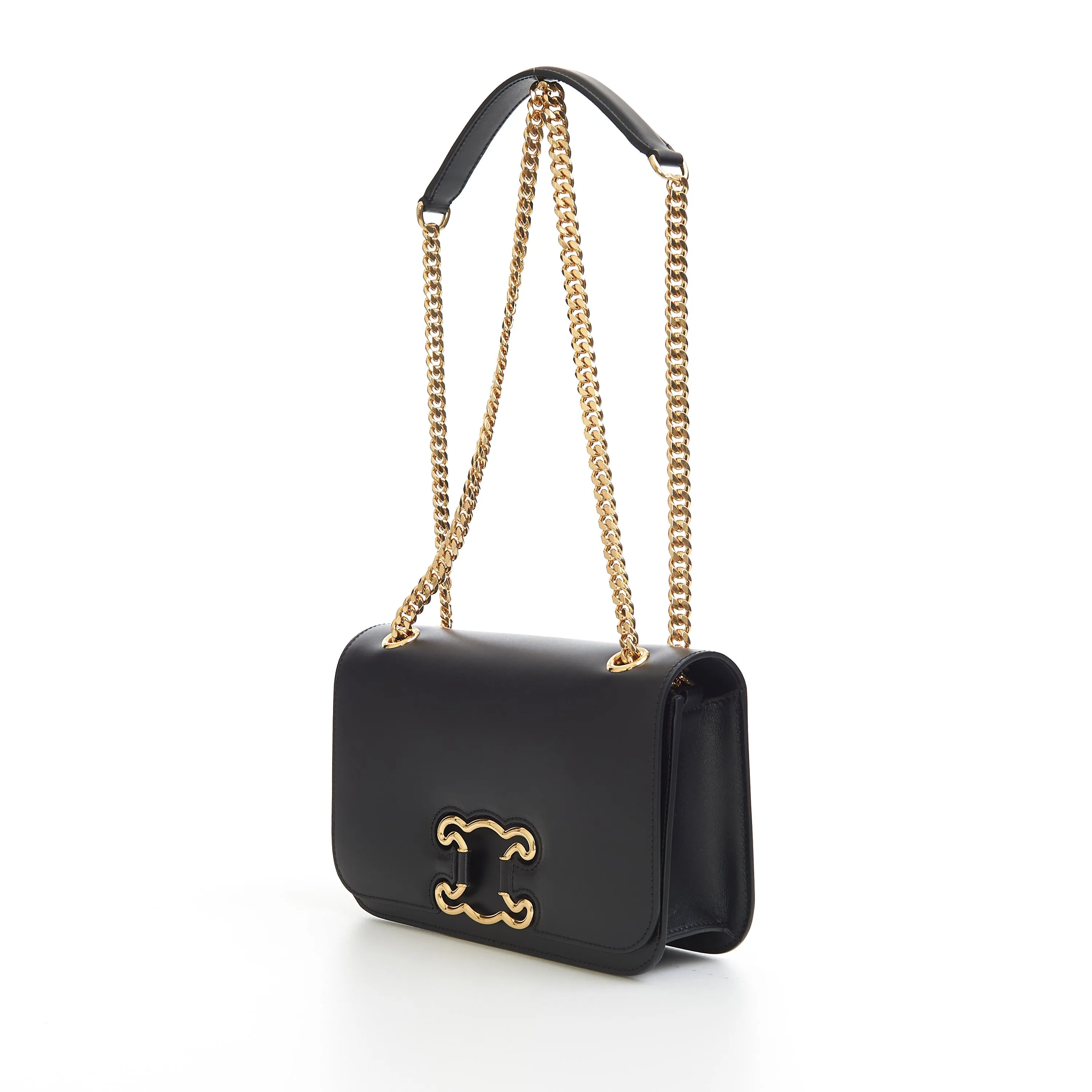 Medium Bag Triomphe Frame In Black Shiny Calfskin