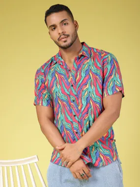 Men's Half Sleeves Abstract Print Shirt