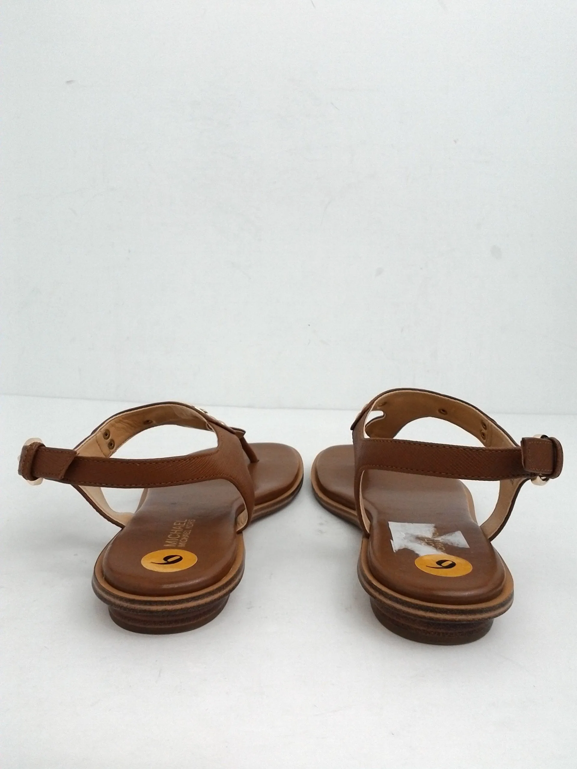 Michael Kors Women's Brown Leather Plate Thong Sandal Size 6 M