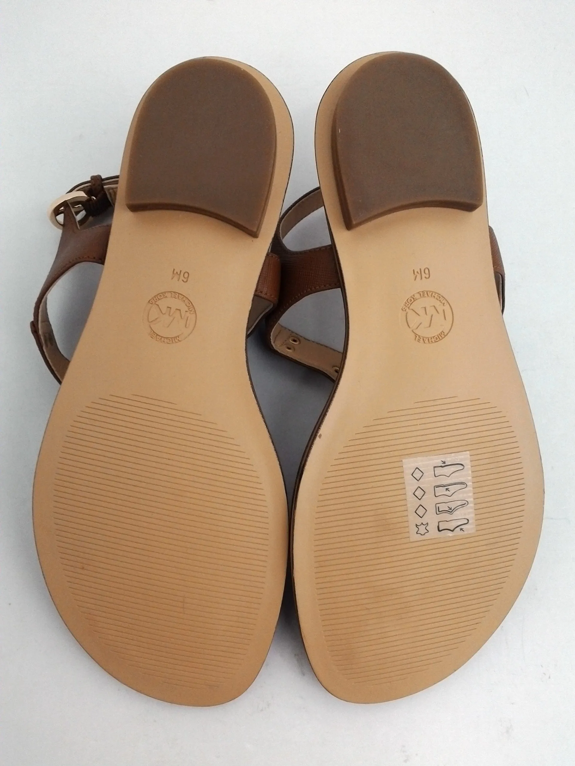 Michael Kors Women's Brown Leather Plate Thong Sandal Size 6 M