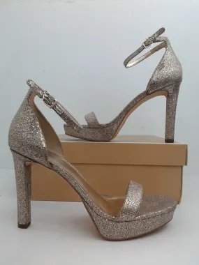 Michael Kors Women's Margot Platform Glitter Silver Sand Size 9 M