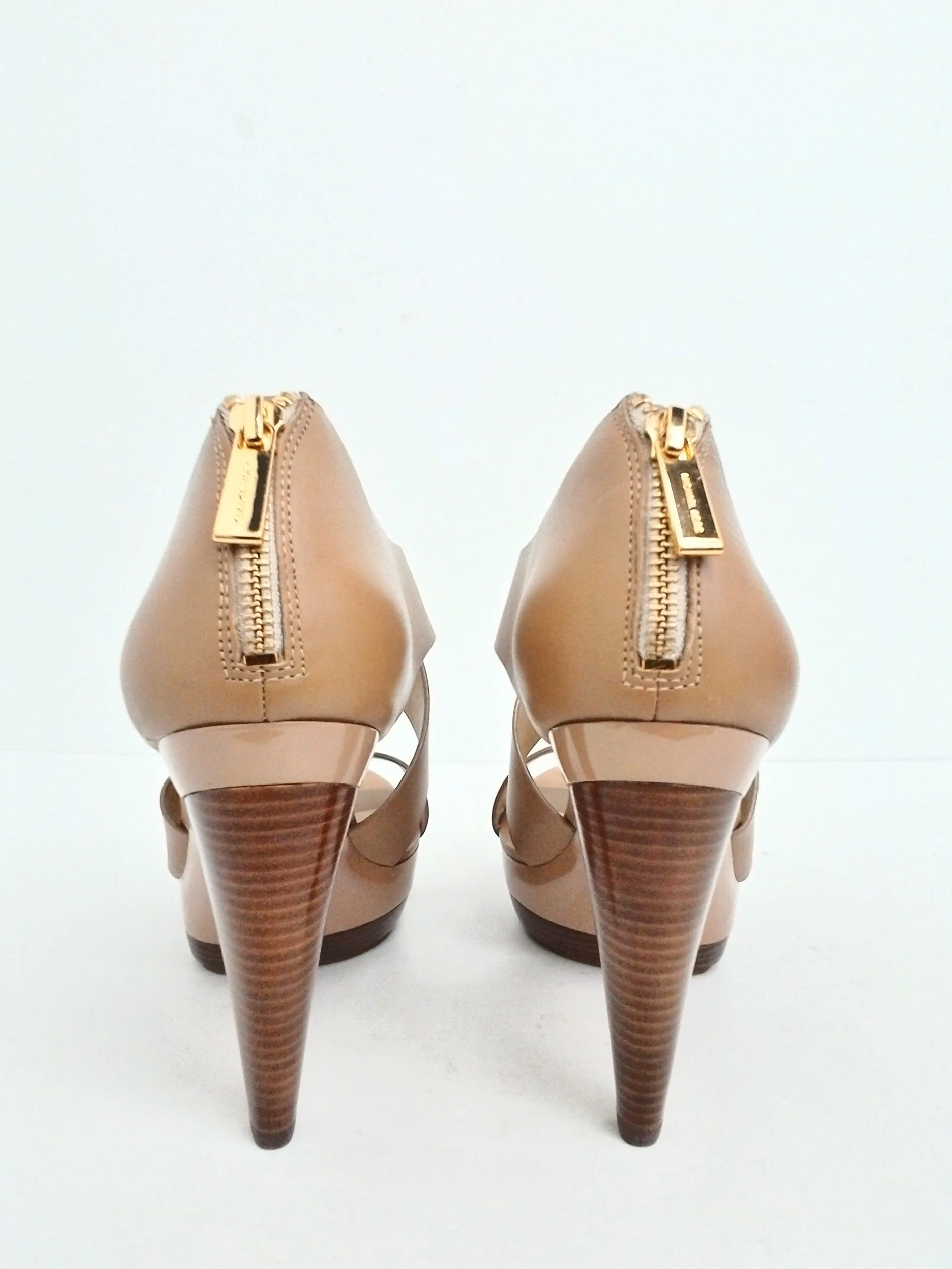 Michael Kors Women's Tan Leather Heeled Sandals Size 8 M