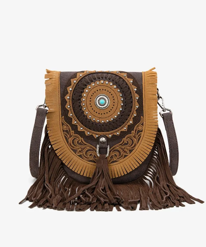 Montana West Concho Fringe Crossbody Purse