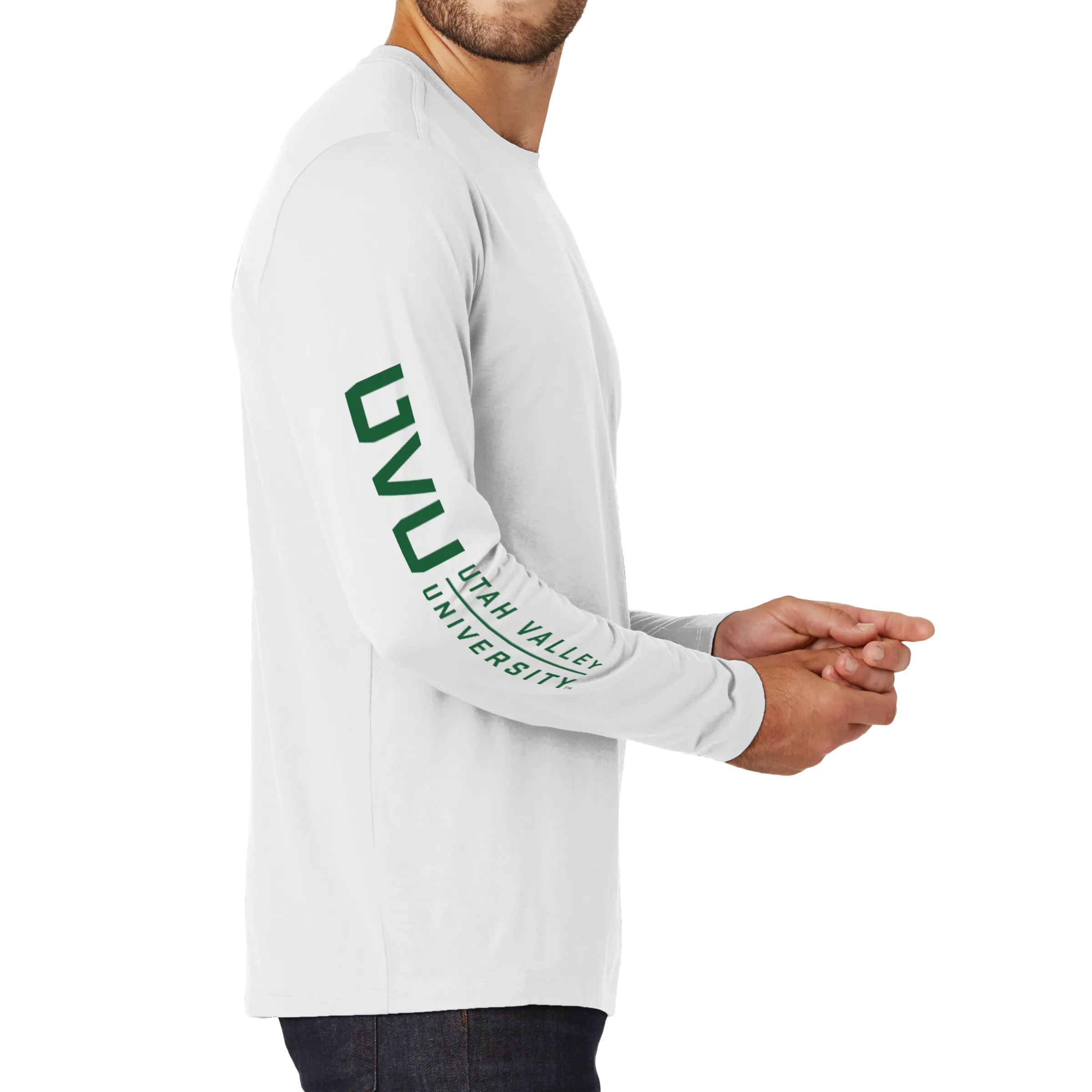 New Era Heritage Blend Long Sleeve Crew Tee- UVU Mono and Horizontal