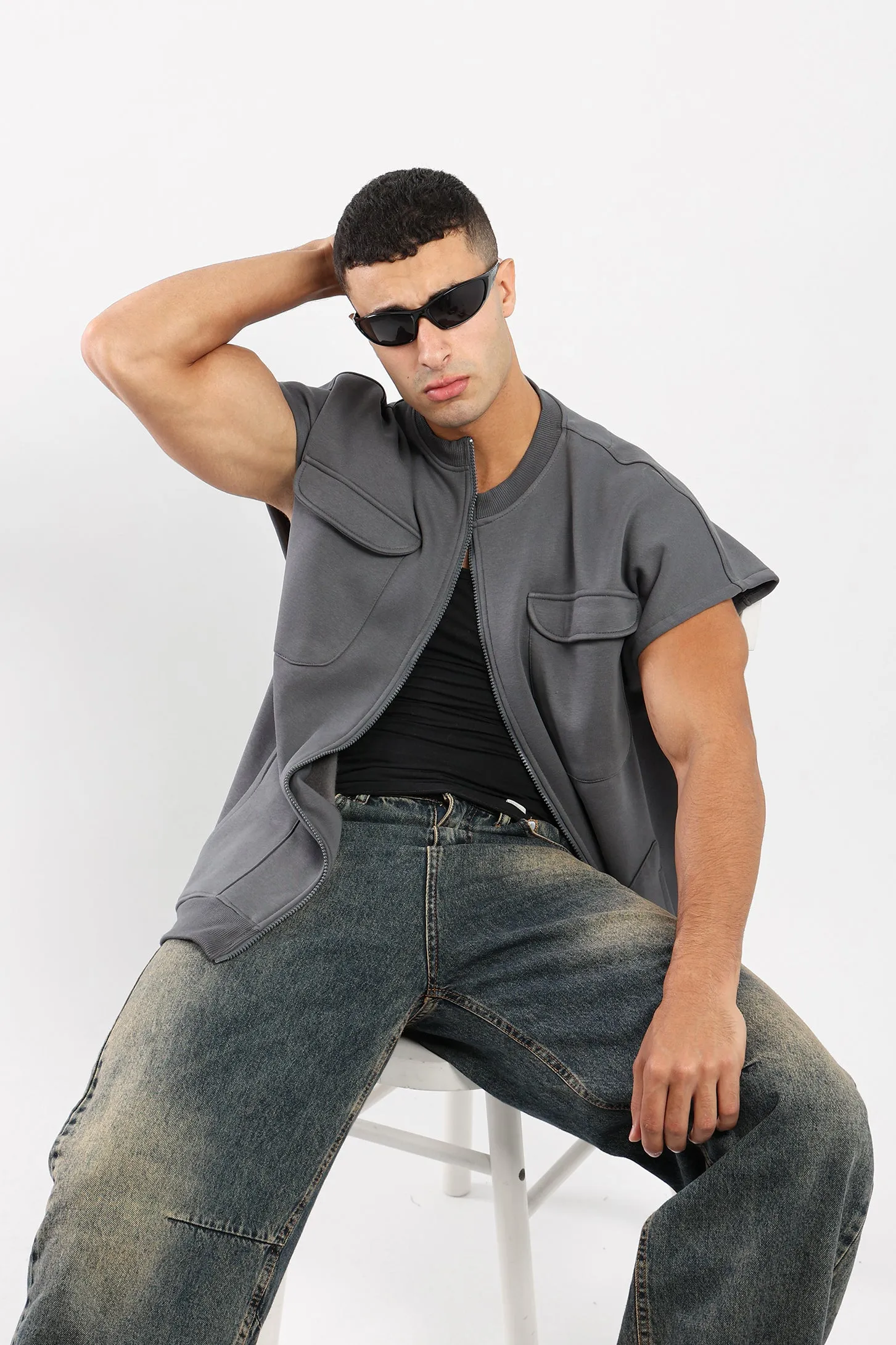 OVERSIZED VEST - CHARCOAL