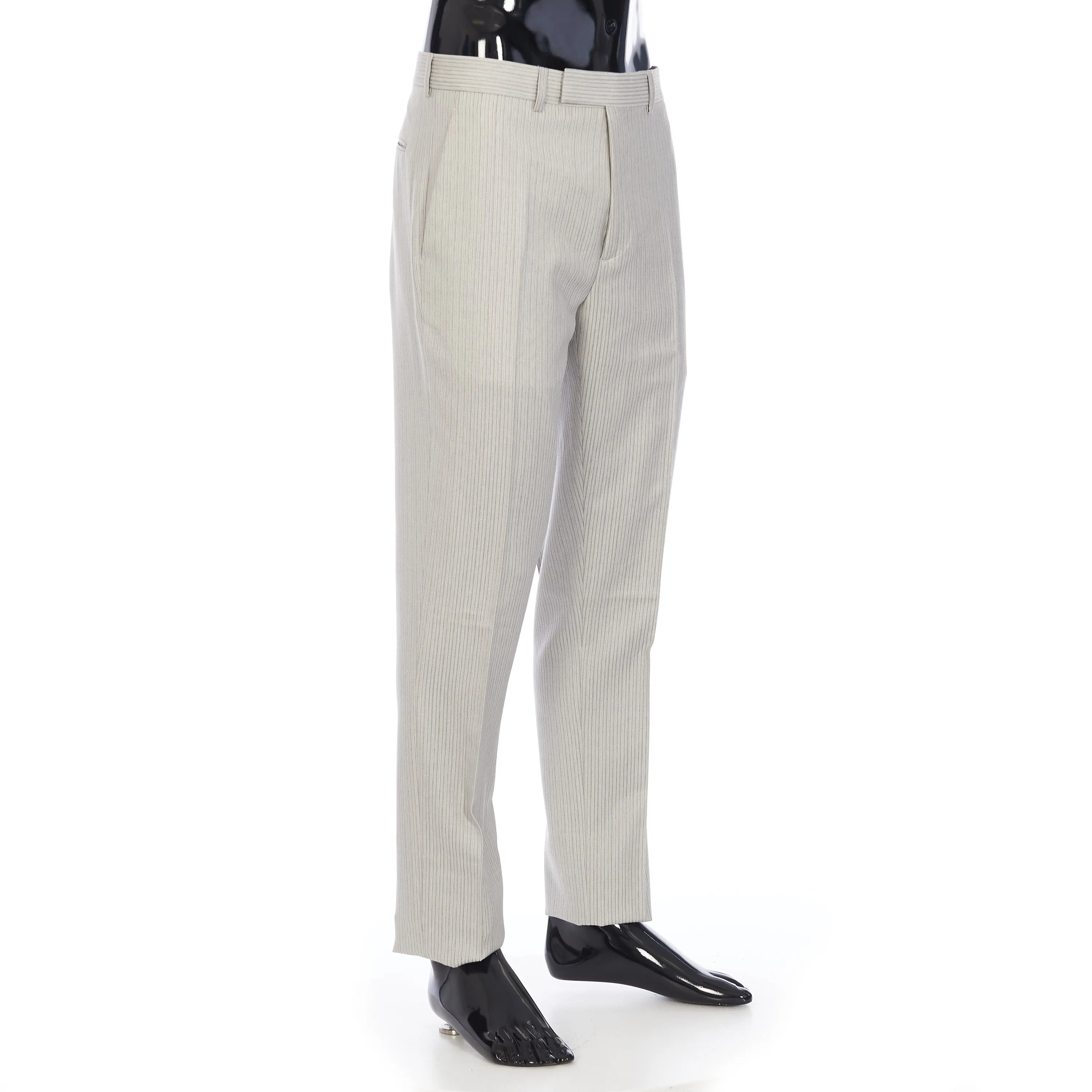 Pinstripe Pants Trousers In Beige Wool Twill