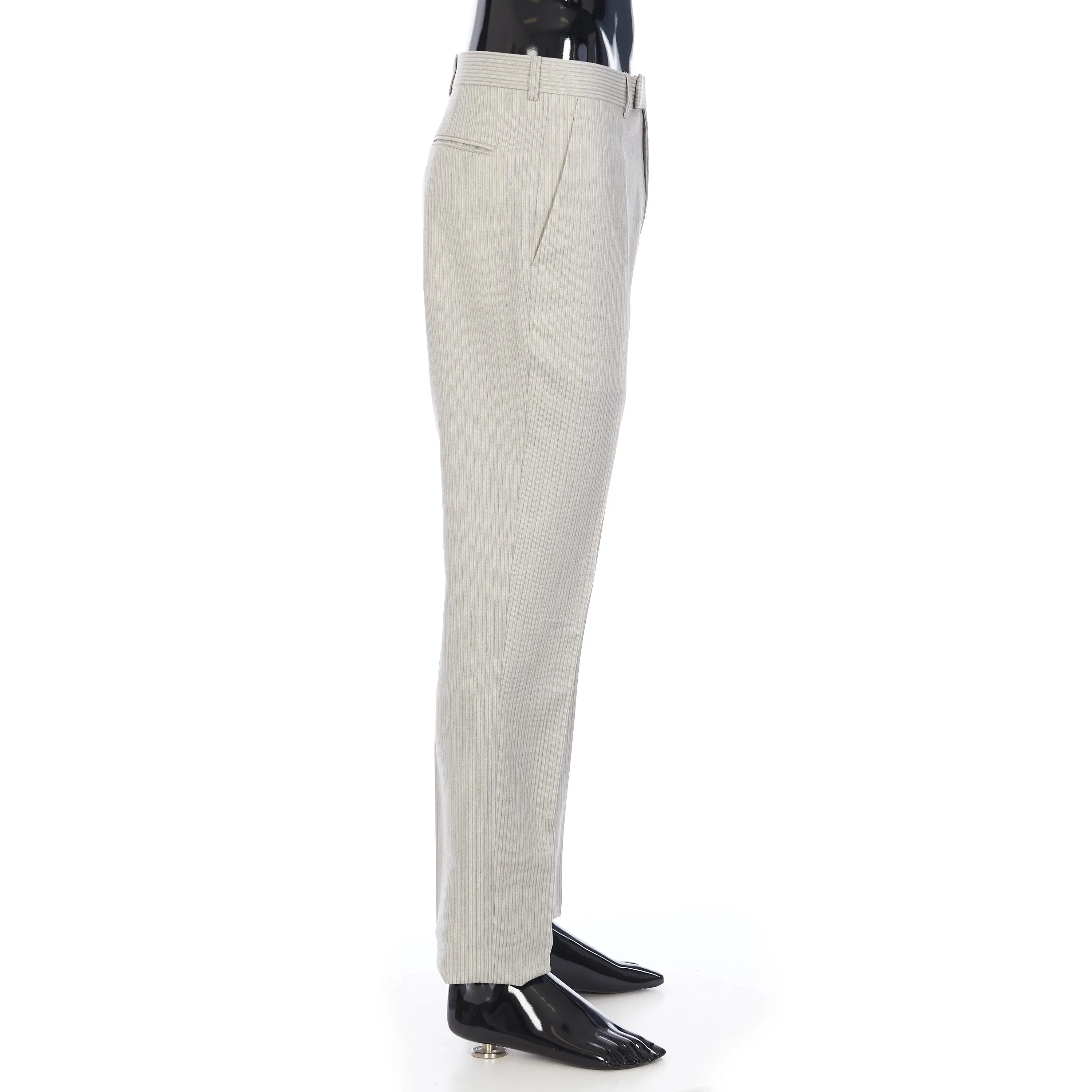 Pinstripe Pants Trousers In Beige Wool Twill