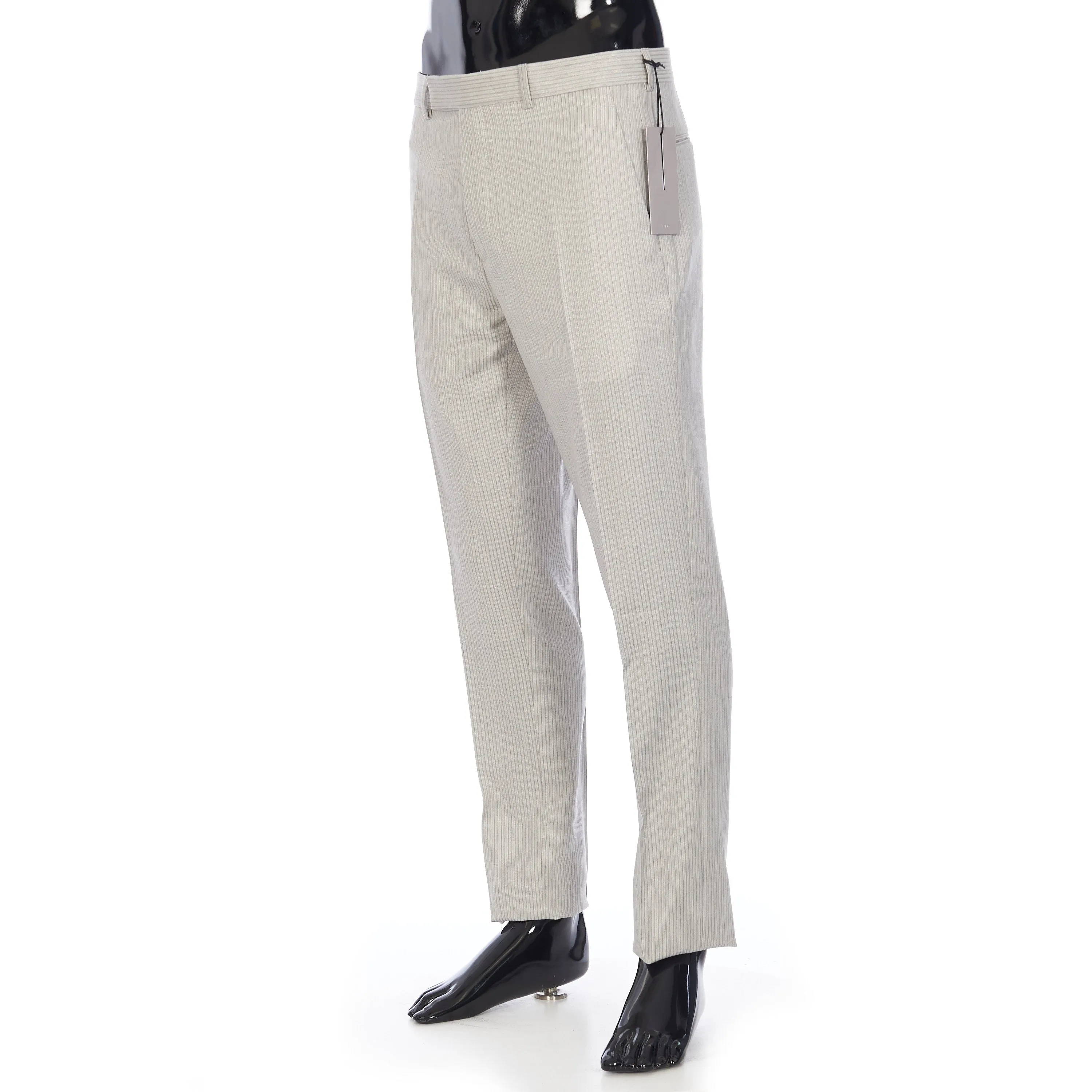 Pinstripe Pants Trousers In Beige Wool Twill