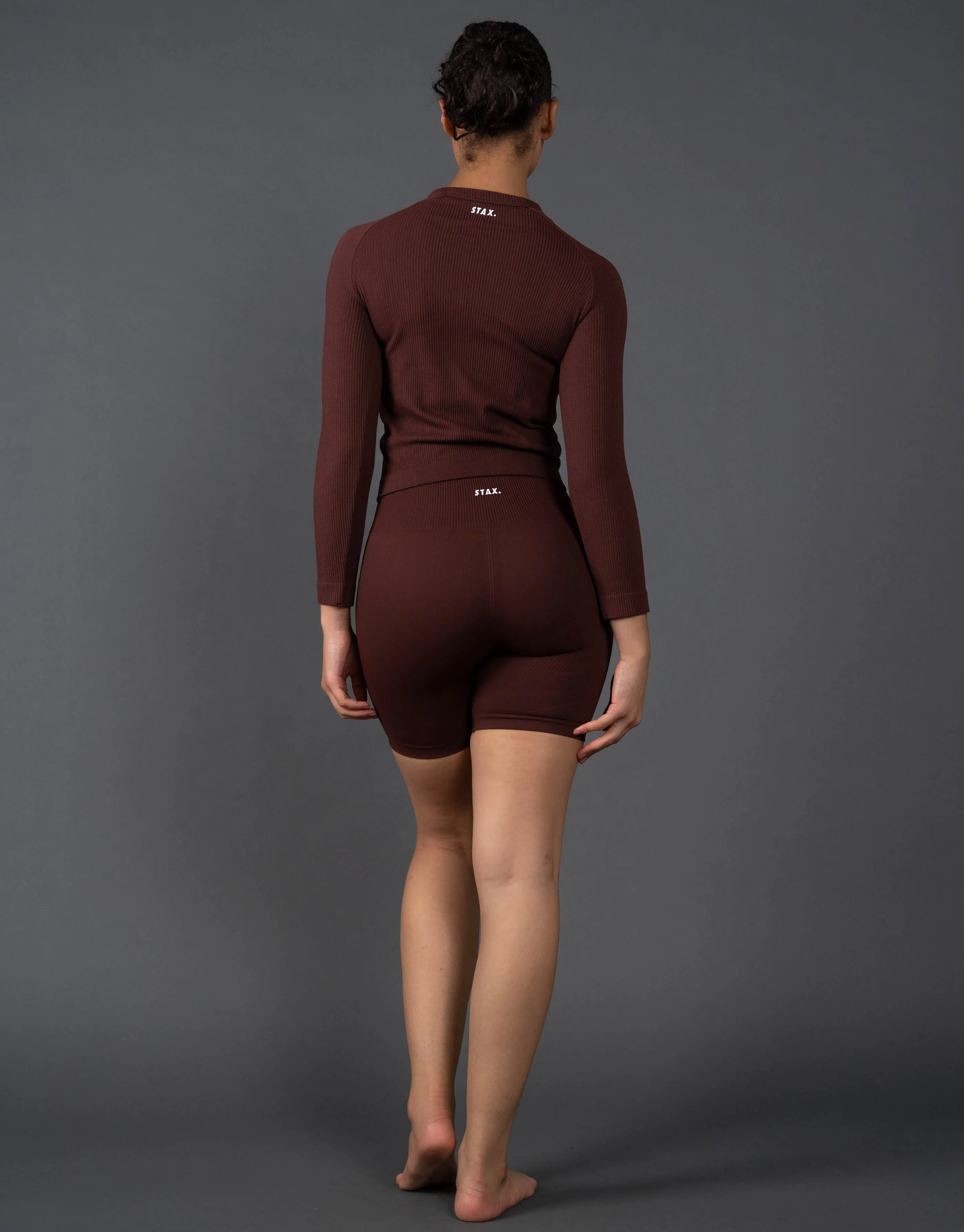 Premium Seamless Cut Out Long Sleeve Lounge V5.1 - Umber