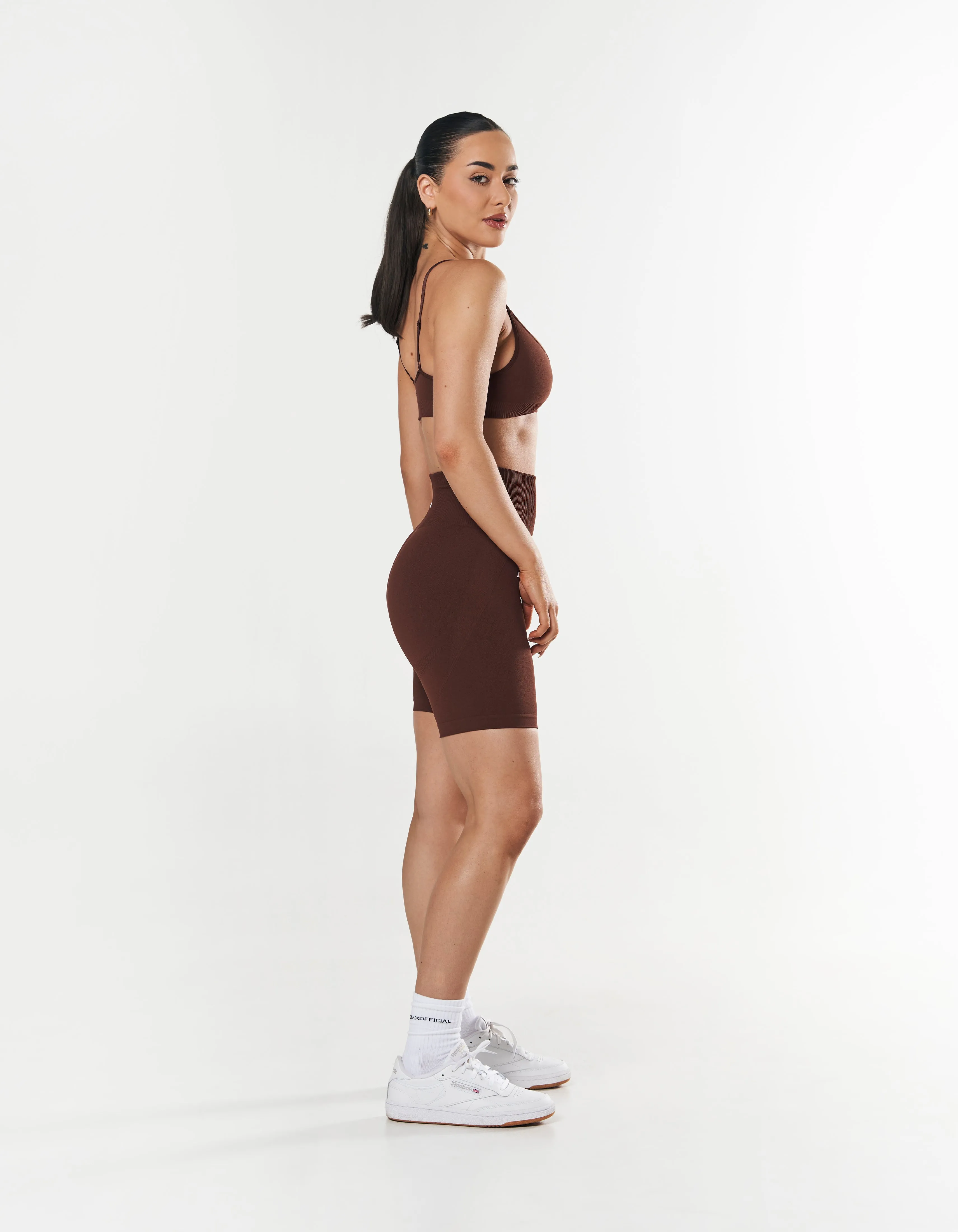 Premium Seamless Midi Bike Shorts - Umber