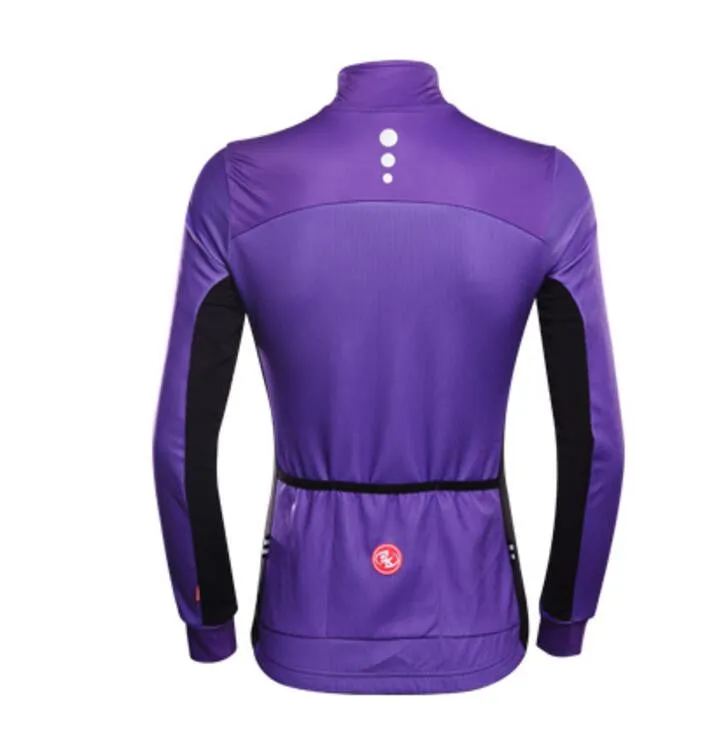 Purple Black Women Long Sleeve Cycling Jersey