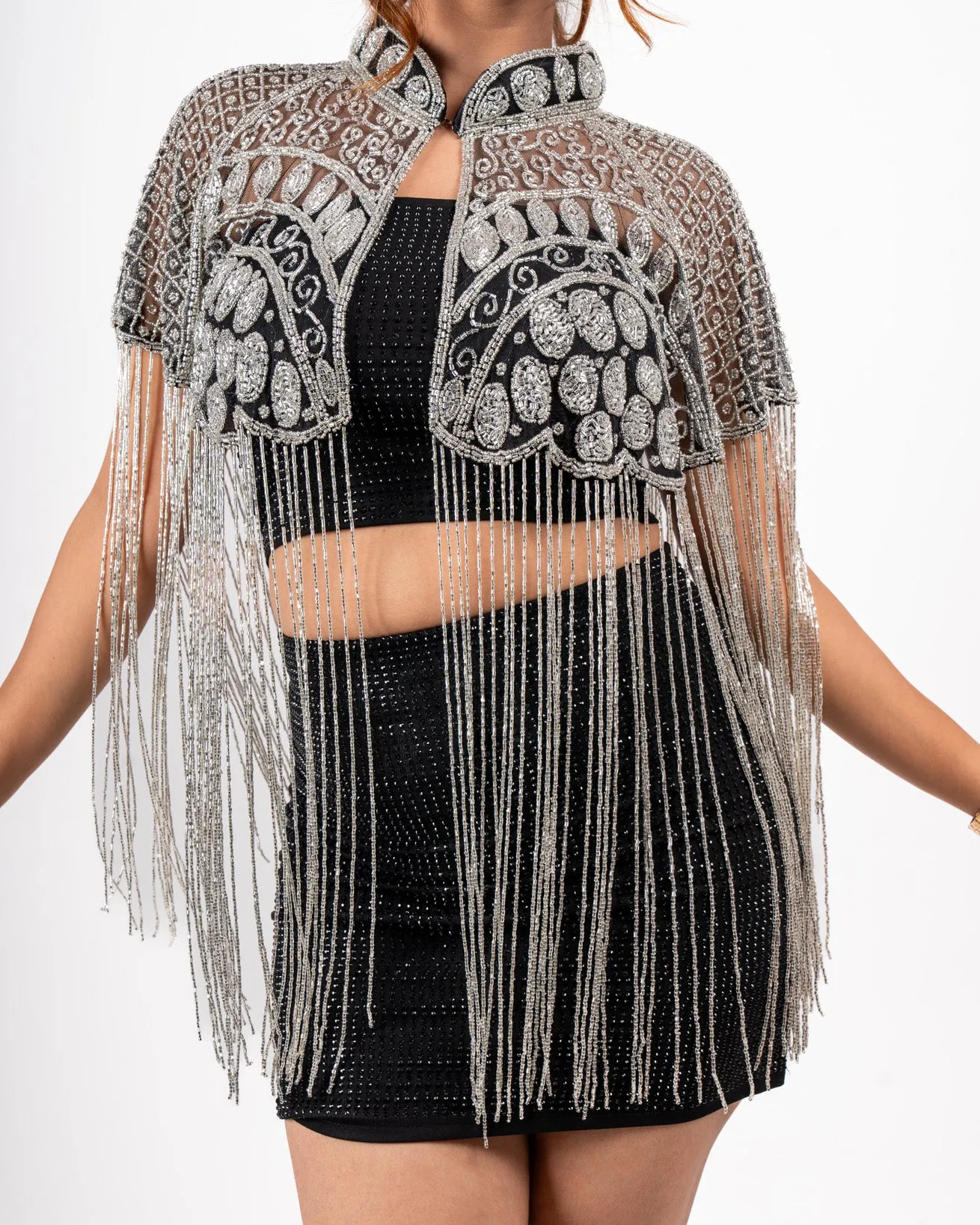 Silver & Black Beaded Shrug