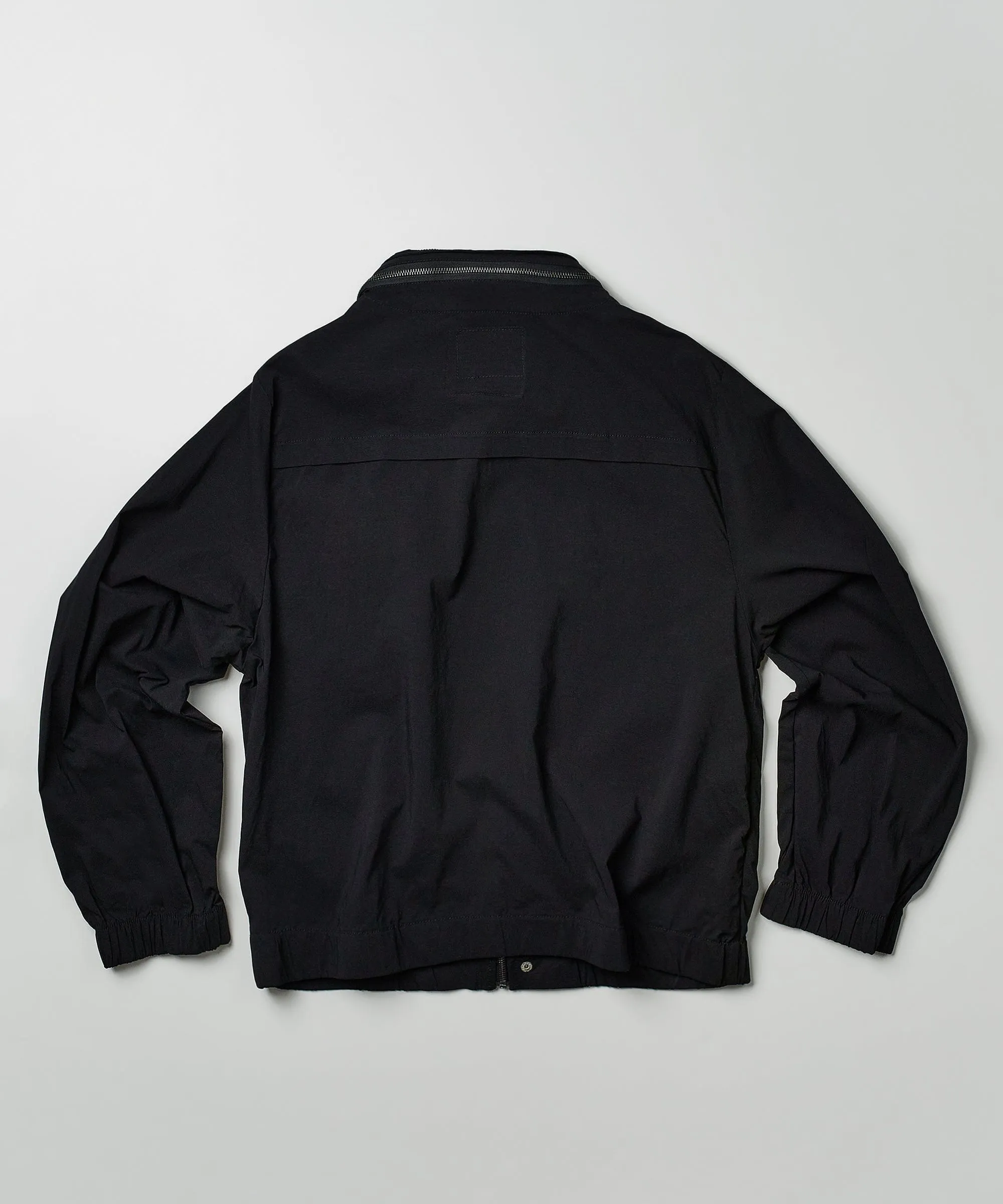 Utility Stretch Nylon Zip Up Jacket - Black