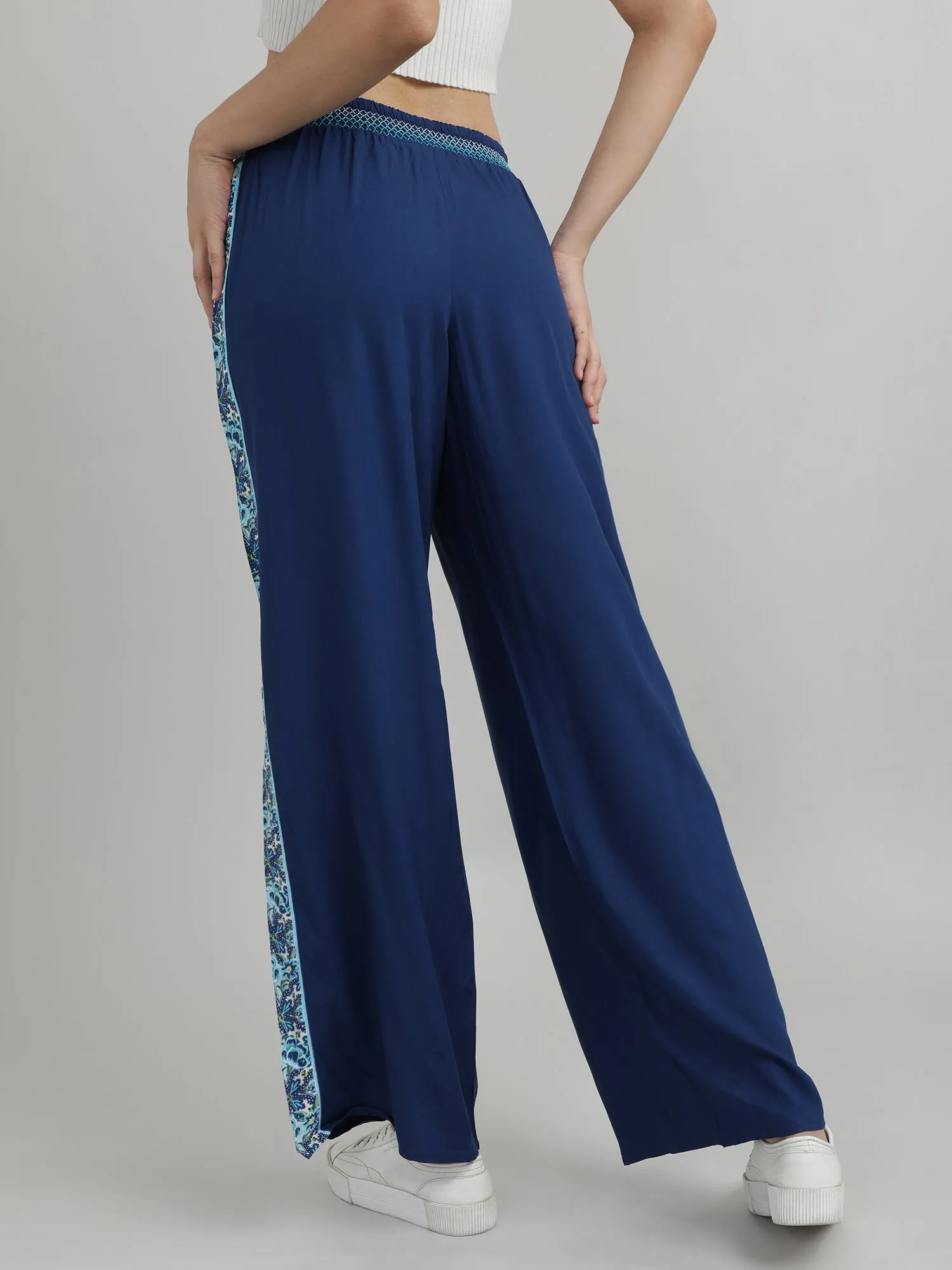 Women Blue Side Print Lounge Pants